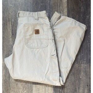 Carhartt B151 TAN Workwear Pants Thrashed Original Dungaree Mens 36x30